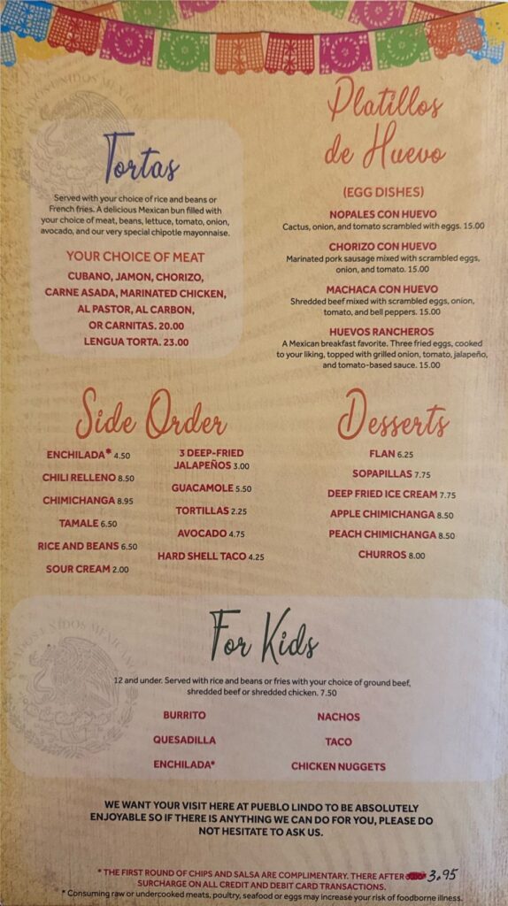 Pueblo Lindo Menu 4