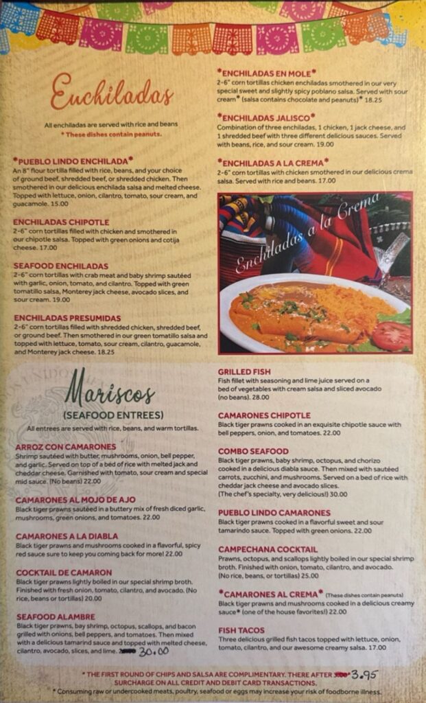 Pueblo Lindo Menu 5