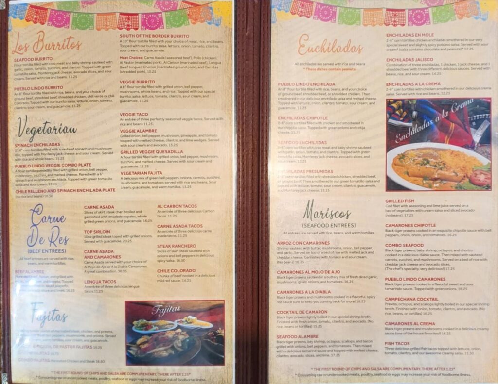 Pueblo Lindo Menu 7